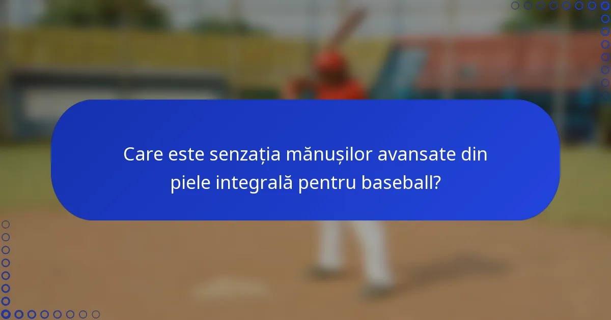 Care este senzația mănușilor avansate din piele integrală pentru baseball?