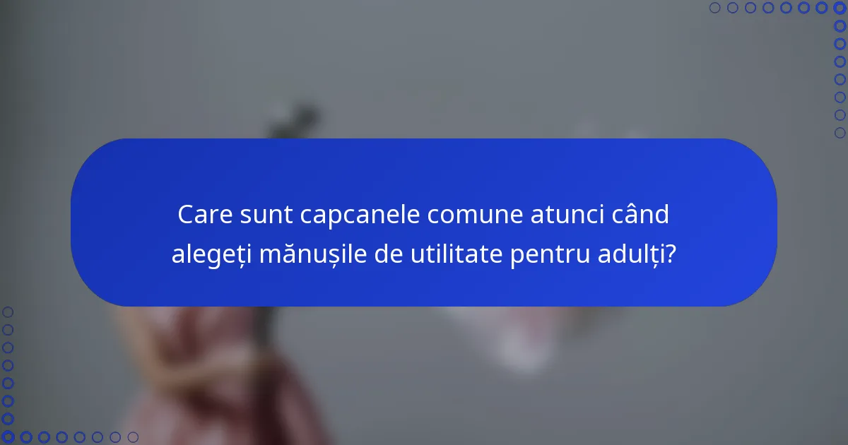 Care sunt capcanele comune atunci când alegeți mănușile de utilitate pentru adulți?