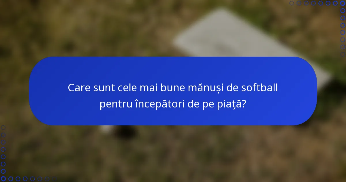 Care sunt cele mai bune mănuși de softball pentru începători de pe piață?