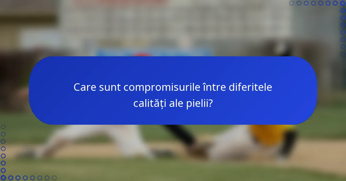 Care sunt compromisurile între diferitele calități ale pielii?