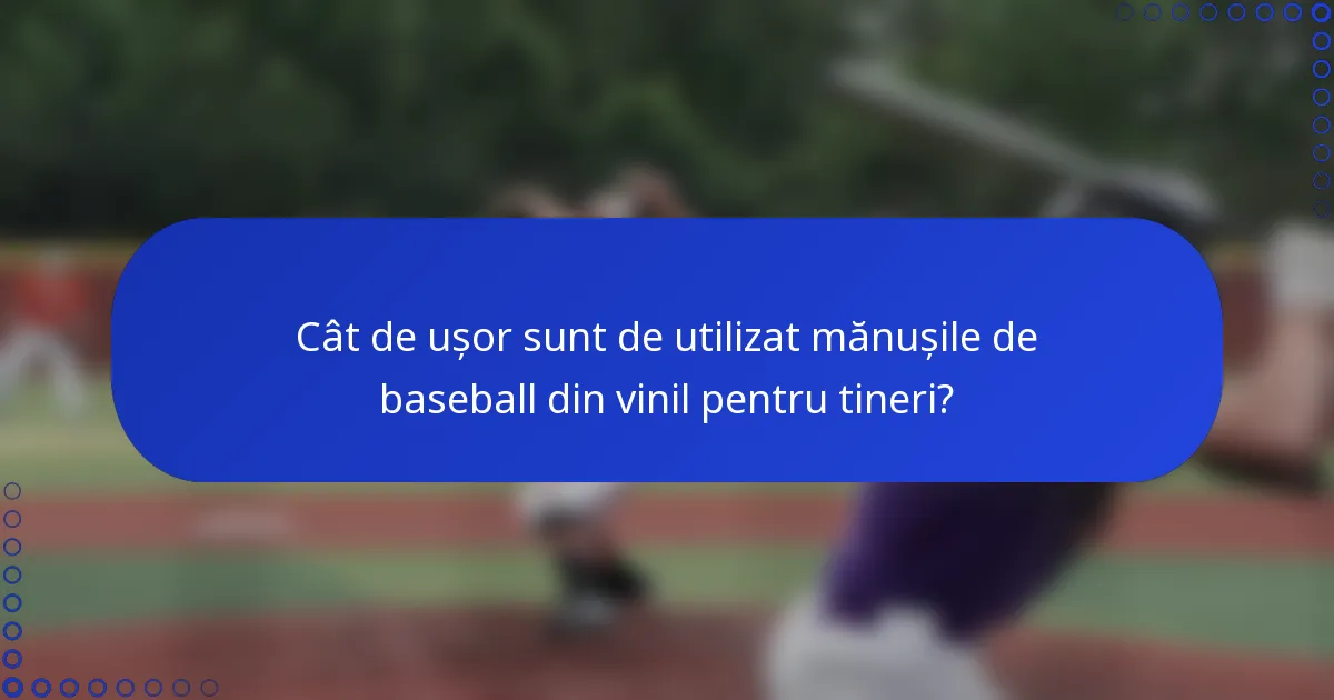 Cât de ușor sunt de utilizat mănușile de baseball din vinil pentru tineri?