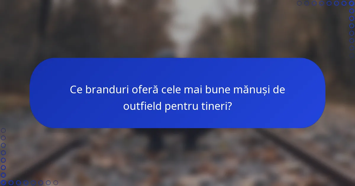 Ce branduri oferă cele mai bune mănuși de outfield pentru tineri?