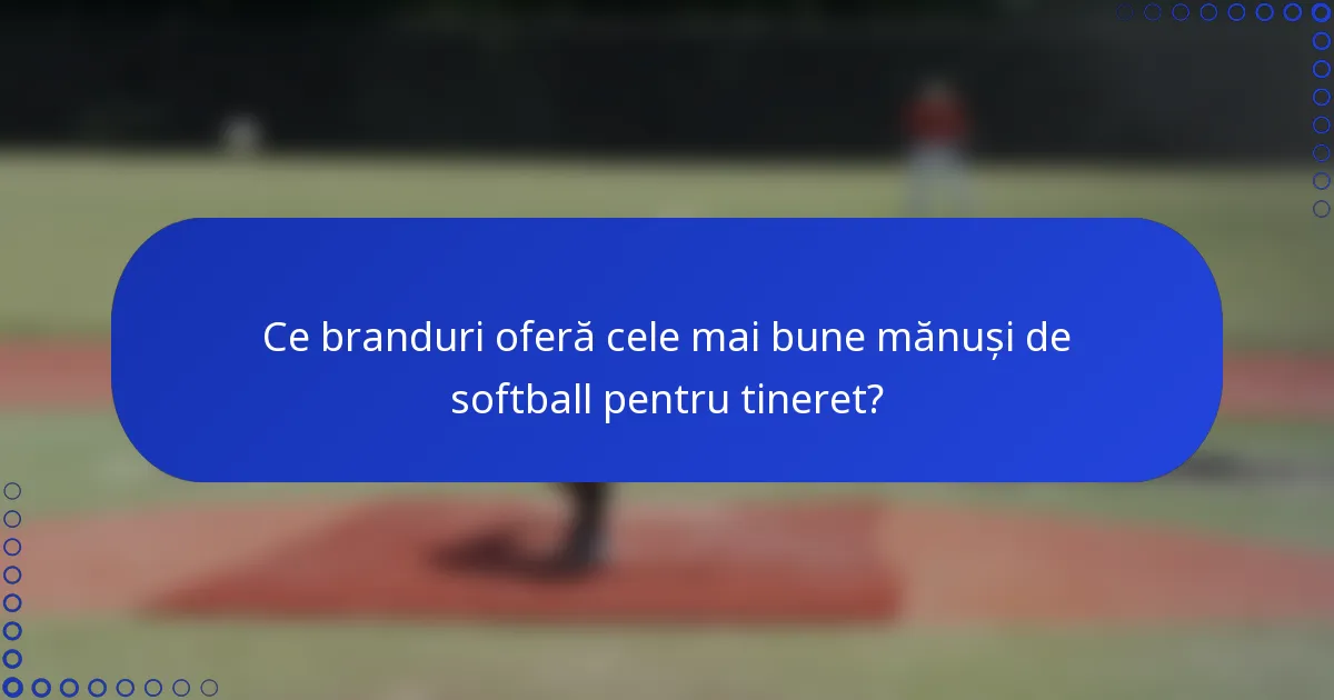 Ce branduri oferă cele mai bune mănuși de softball pentru tineret?