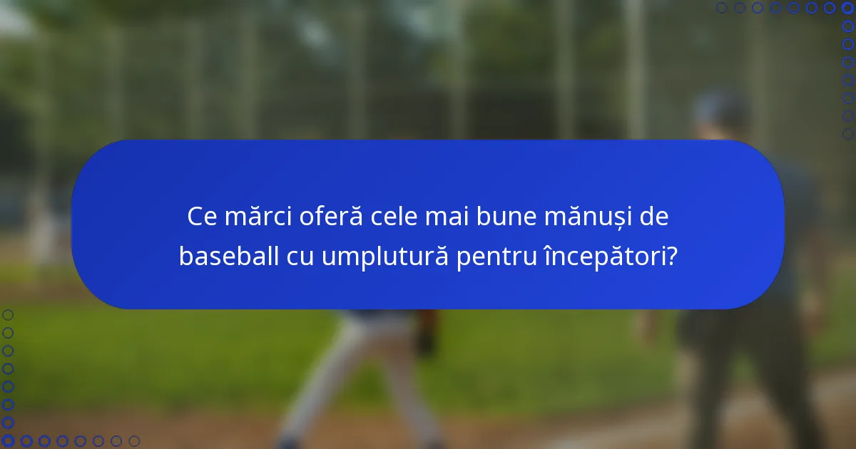 Ce mărci oferă cele mai bune mănuși de baseball cu umplutură pentru începători?