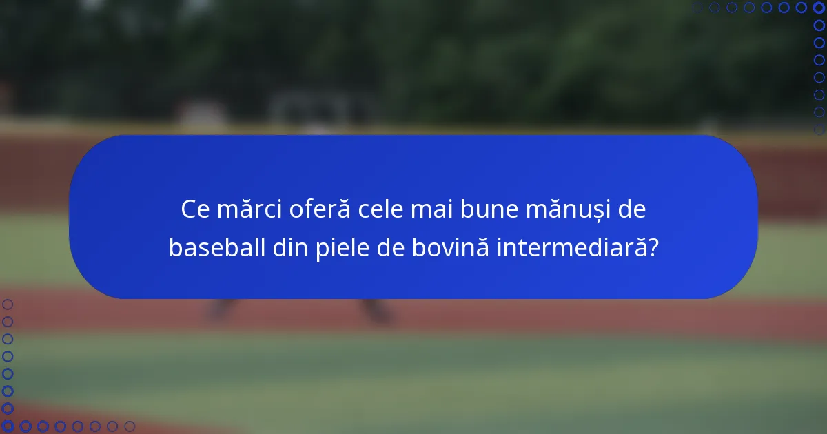 Ce mărci oferă cele mai bune mănuși de baseball din piele de bovină intermediară?
