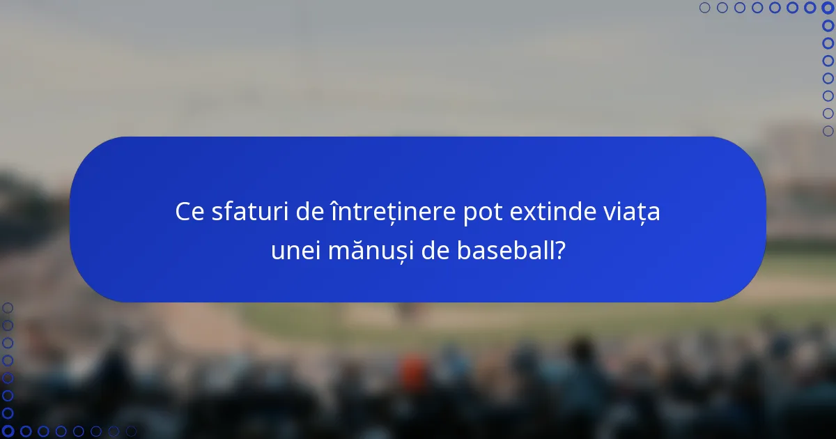 Ce sfaturi de întreținere pot extinde viața unei mănuși de baseball?