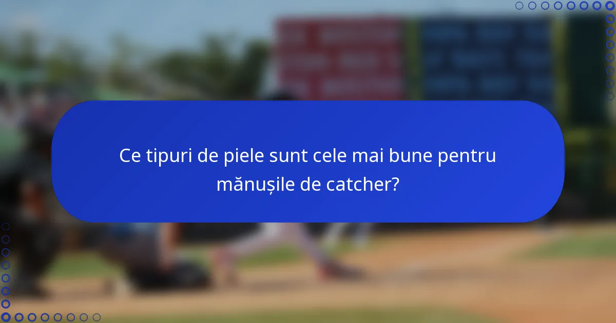 Ce tipuri de piele sunt cele mai bune pentru mănușile de catcher?