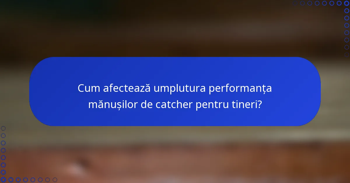 Cum afectează umplutura performanța mănușilor de catcher pentru tineri?