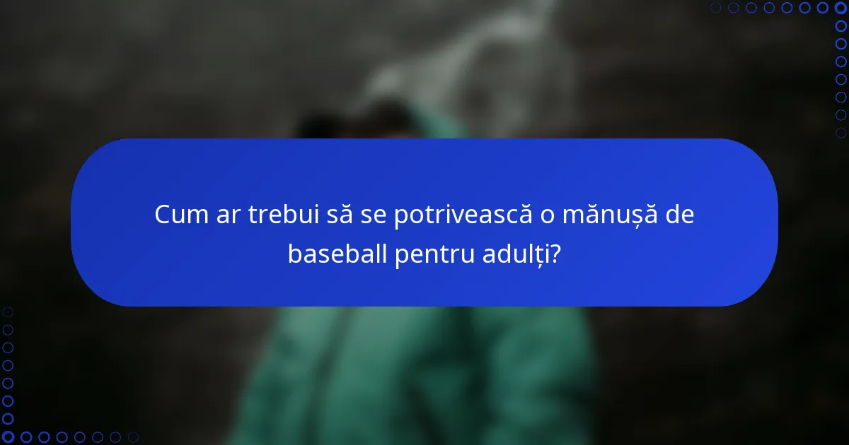 Cum ar trebui să se potrivească o mănușă de baseball pentru adulți?