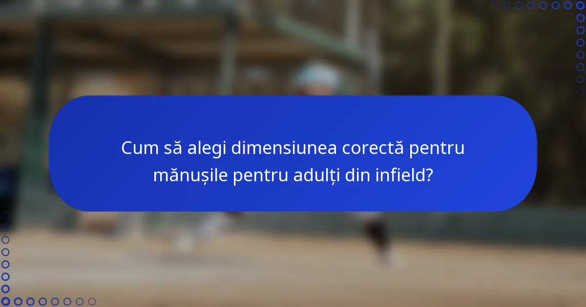 Cum să alegi dimensiunea corectă pentru mănușile pentru adulți din infield?