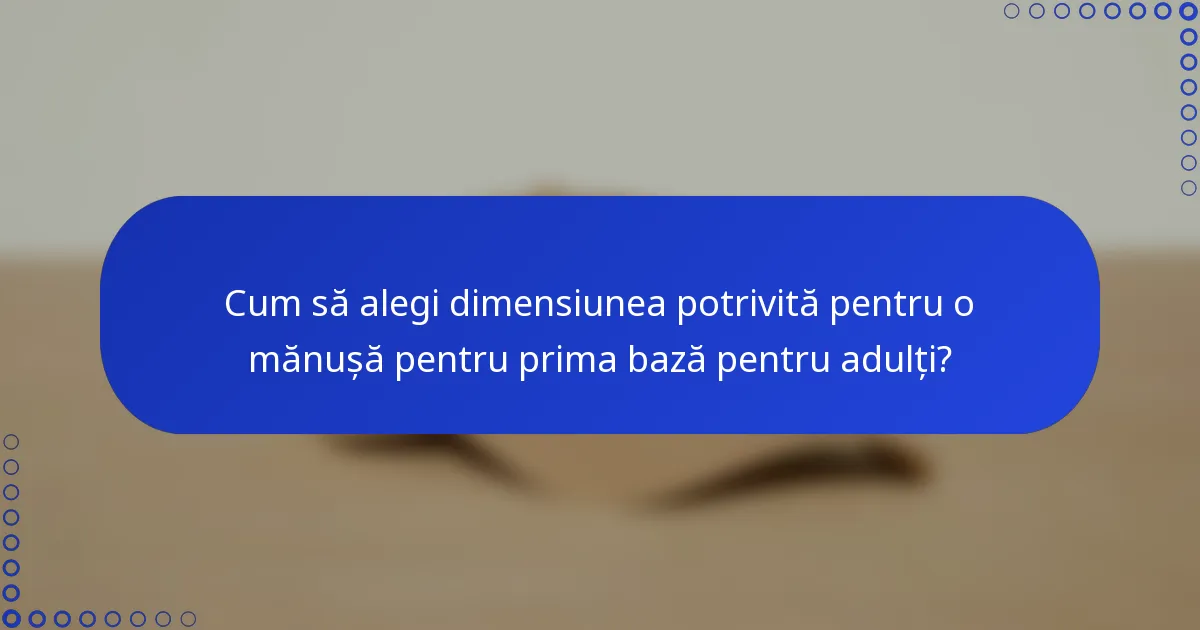 Cum să alegi dimensiunea potrivită pentru o mănușă pentru prima bază pentru adulți?