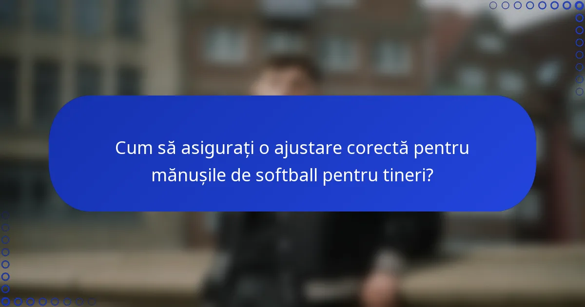 Cum să asigurați o ajustare corectă pentru mănușile de softball pentru tineri?