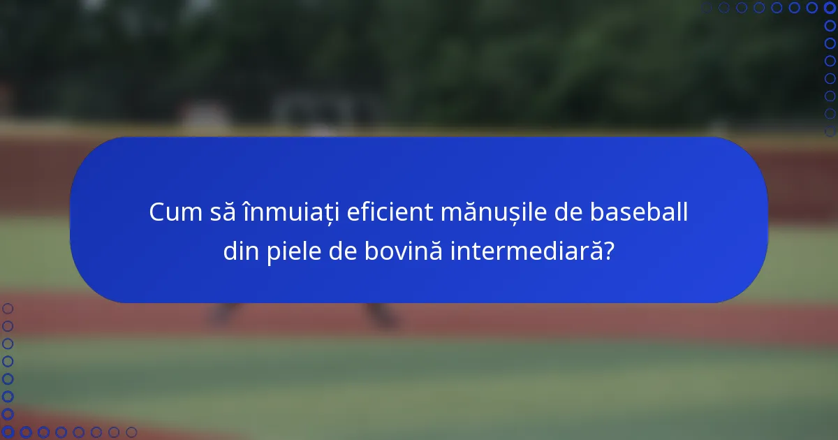 Cum să înmuiați eficient mănușile de baseball din piele de bovină intermediară?